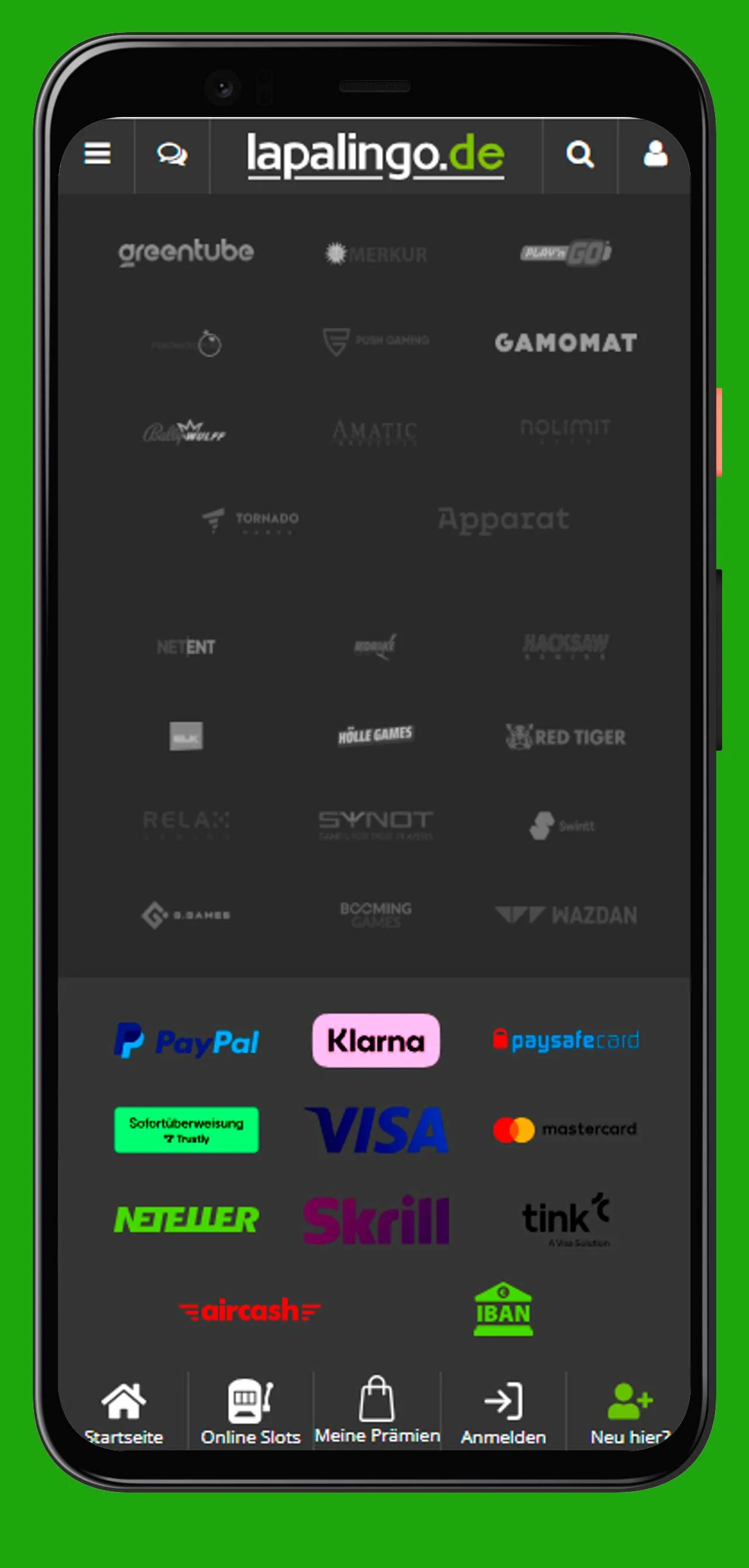 mobile Zahlungen und Softwareanbieter lapalingo casino