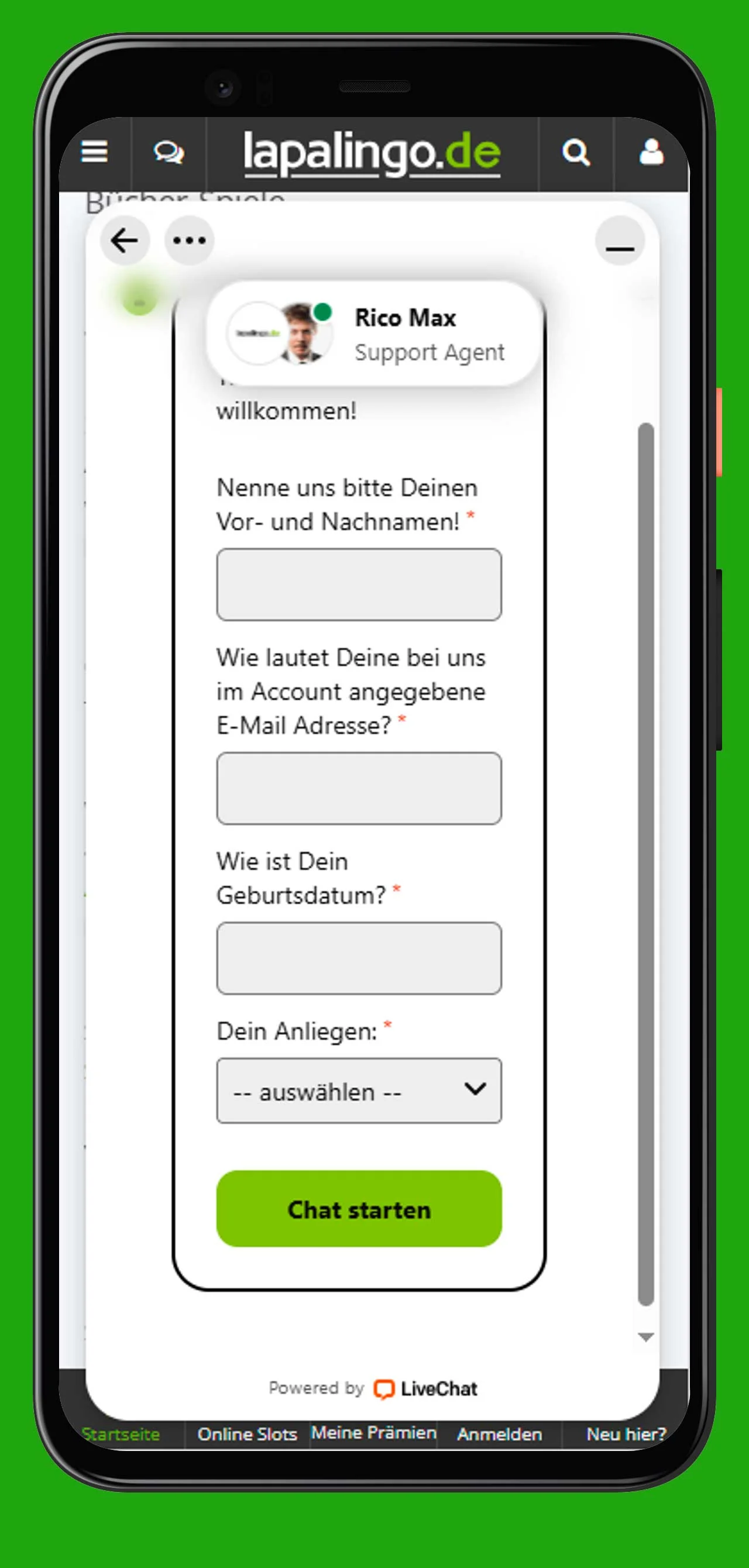 mobiler Support Lapalingo Casino